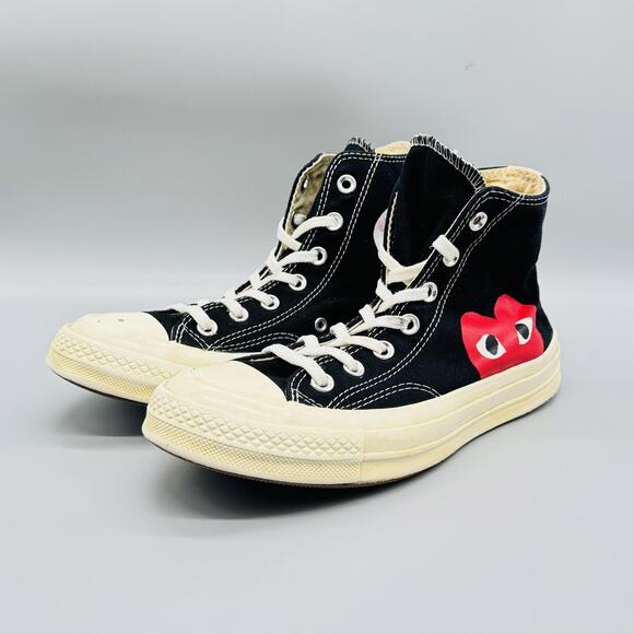 Converse Shoes Womens 8 Black Comme Des Garcons Play Chuck 70 High Top Sneakers - Picture 2 of 10
